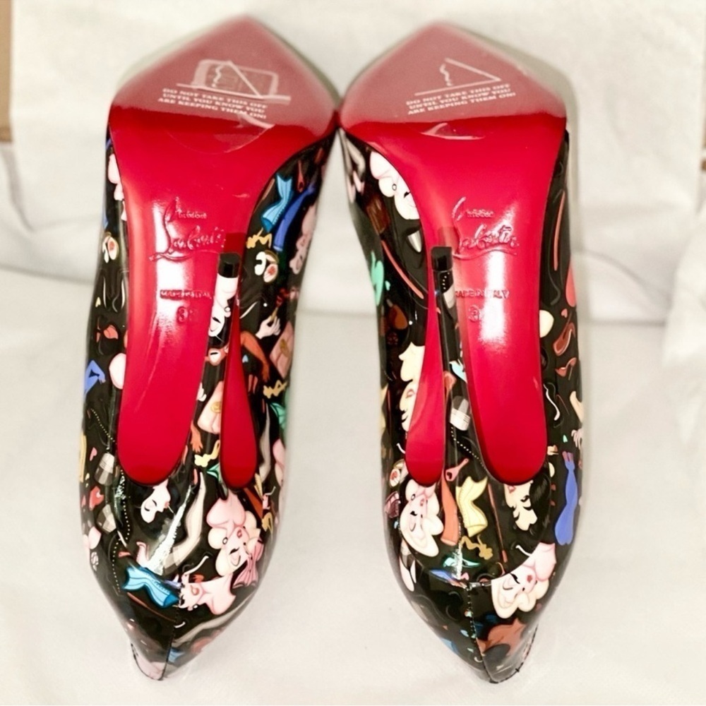 Christian Louboutin HotChick 100 pump Blk Patent Multi “Bored Lin Resille EU37.5 - Picture 10 of 14